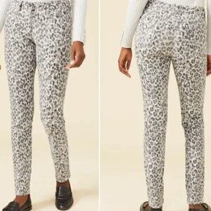 - J. McLaughlin Light Gray/Charcoal Watercolor Cheetah‎ Print Lexi Jeans- Size 0